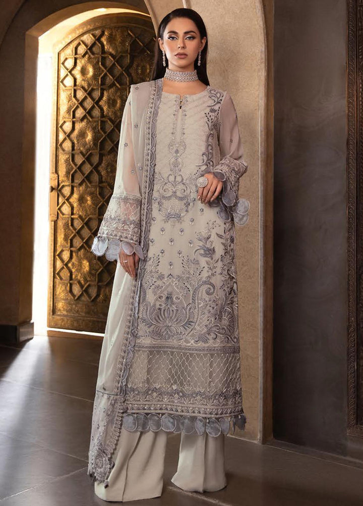 Dastoor By Lala Textiles Embroidered Chiffon Suits Unstitched 3 Piece LT23D D-08 Marie - Luxury Collection