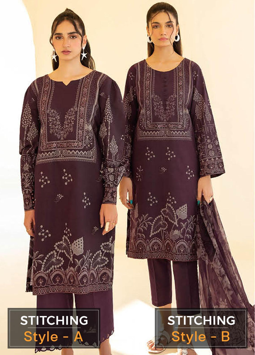 Dastoor by Ramsha Embroidered Khaddar Suits Unstitched 3 Piece RSH22DT-2 E-208 - Winter Collection