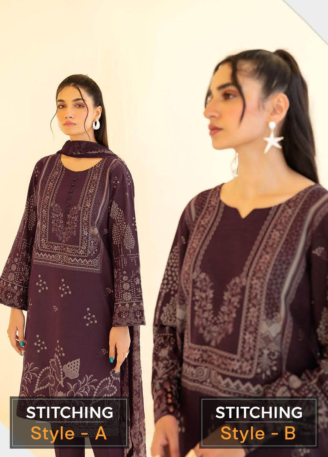 Dastoor by Ramsha Embroidered Khaddar Suits Unstitched 3 Piece RSH22DT-2 E-208 - Winter Collection