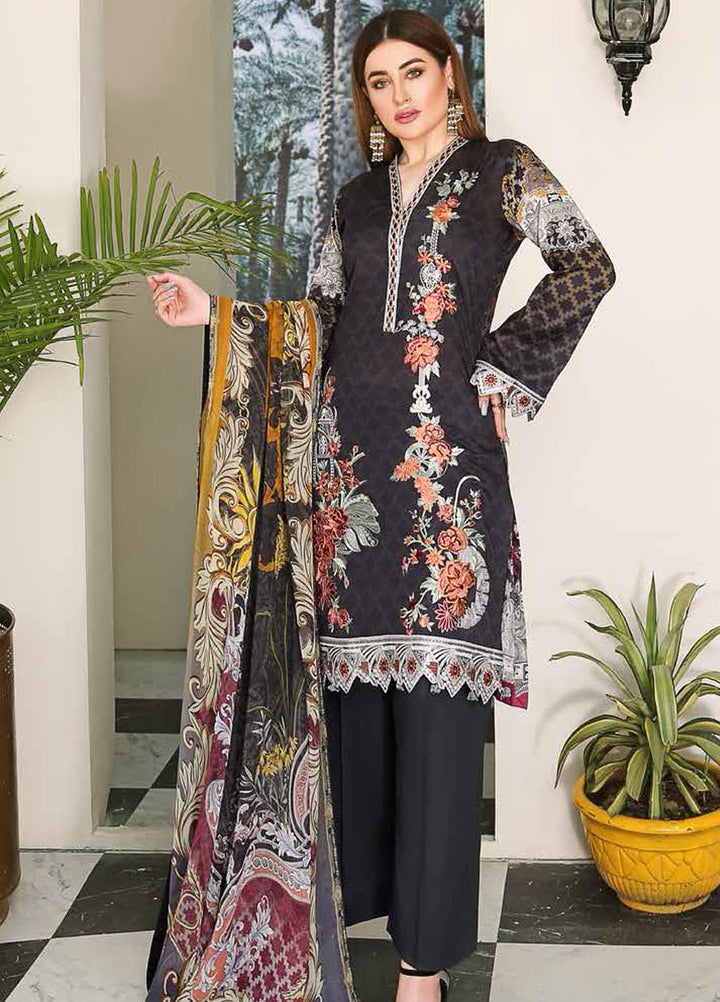 Dastoor by Ramsha Embroidered Lawn Suits Unstitched 3 Piece R21DT G-04 DARK MAGIC - Summer Collection