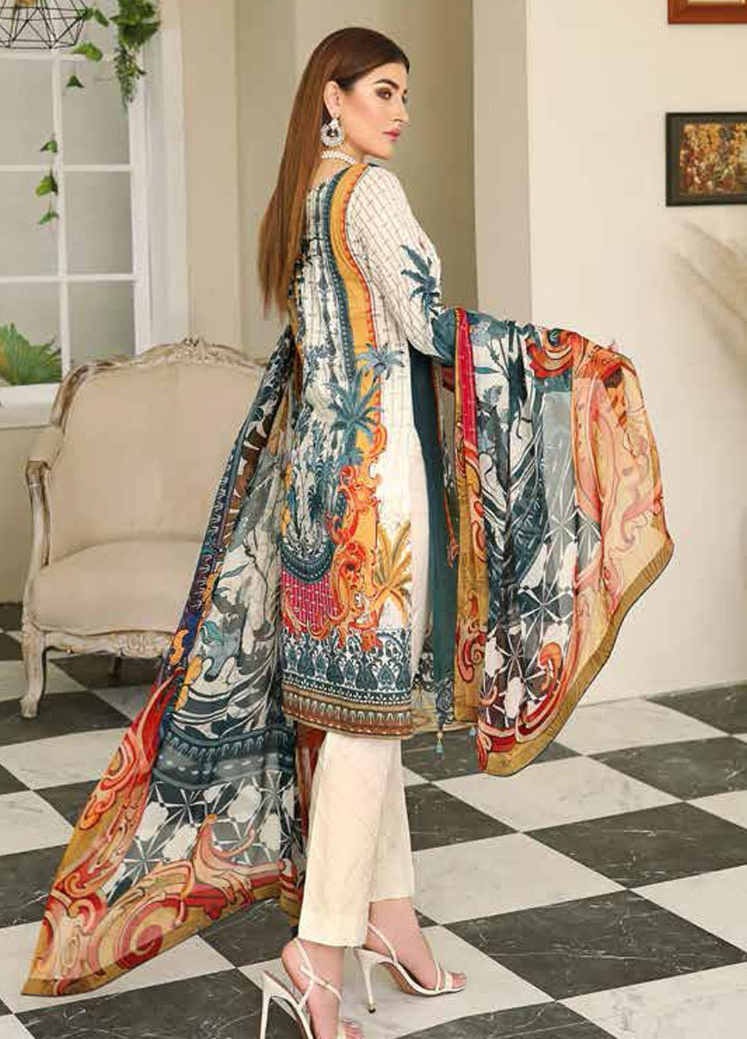 Dastoor by Ramsha Embroidered Lawn Suits Unstitched 3 Piece R21DT G-05 STYLE FANTASIES - Summer Collection