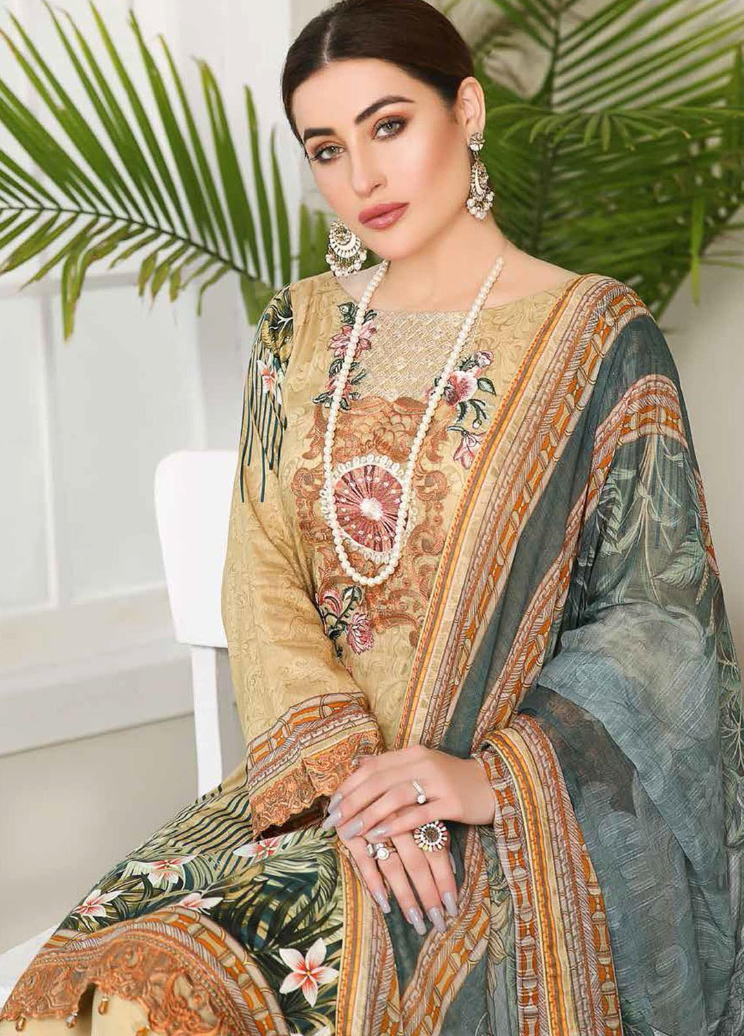 Dastoor by Ramsha Embroidered Lawn Suits Unstitched 3 Piece R21DT G-07 INSTANTLY CALMER - Summer Collection