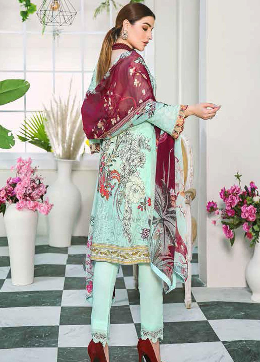 Dastoor by Ramsha Embroidered Lawn Suits Unstitched 3 Piece R21DT G-09 METICULOUS DETAILS - Summer Collection