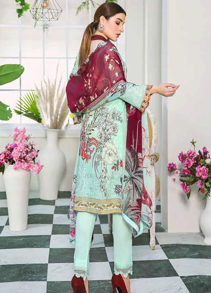 Dastoor by Ramsha Embroidered Lawn Suits Unstitched 3 Piece R21DT G-09 METICULOUS DETAILS - Summer Collection