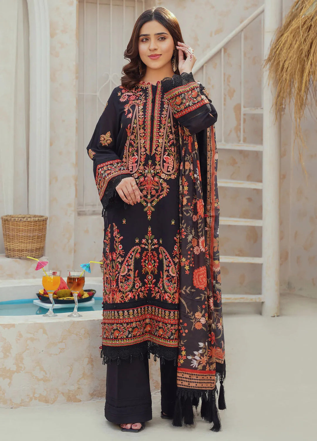 Dastoor By Ricamo Embroidered Lawn Suit Unstitched 3 Piece RIC24D Levana - Summer Collection
