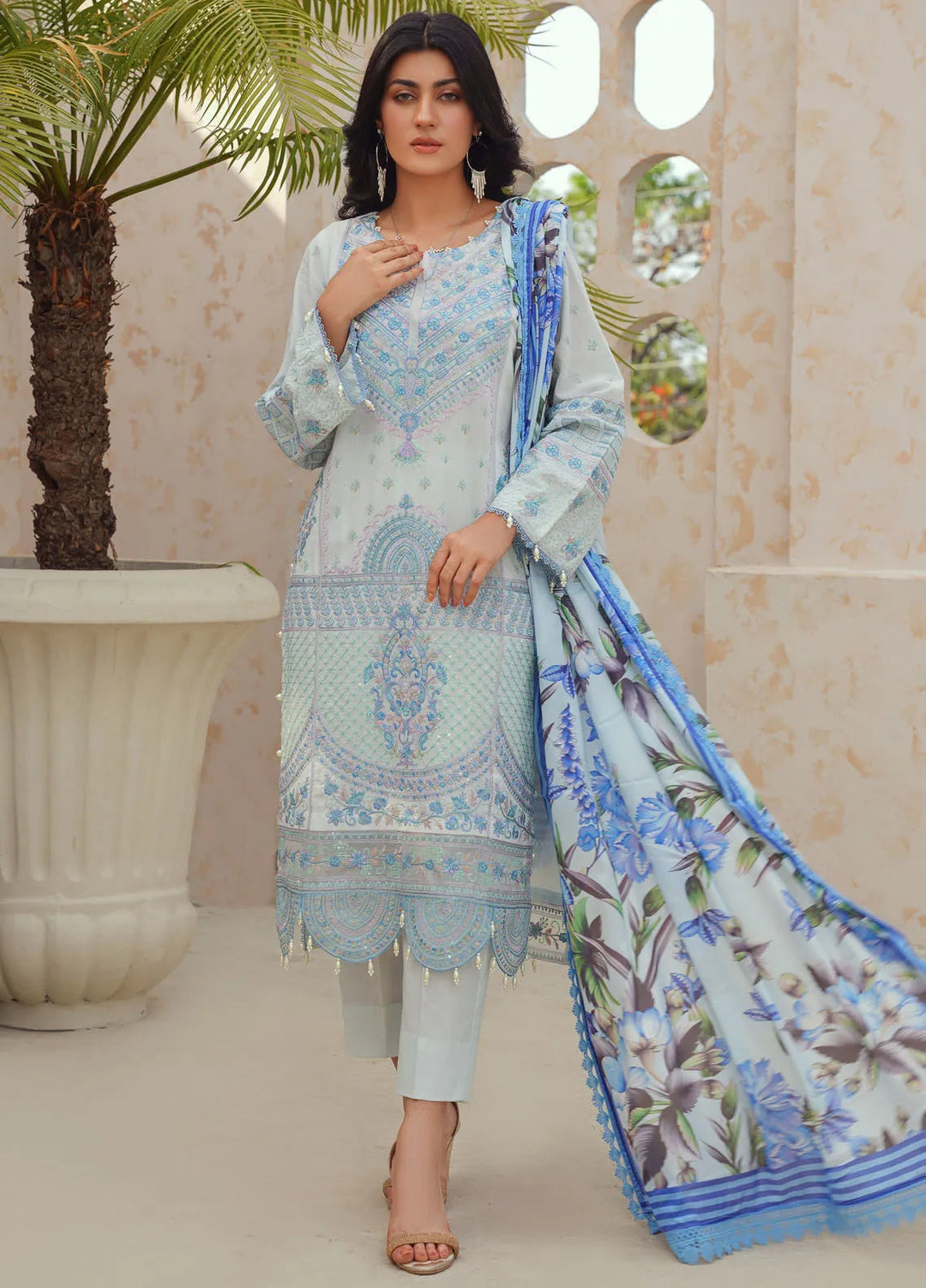 Dastoor By Ricamo Embroidered Lawn Suit Unstitched 3 Piece RIC24D Zale - Summer Collection