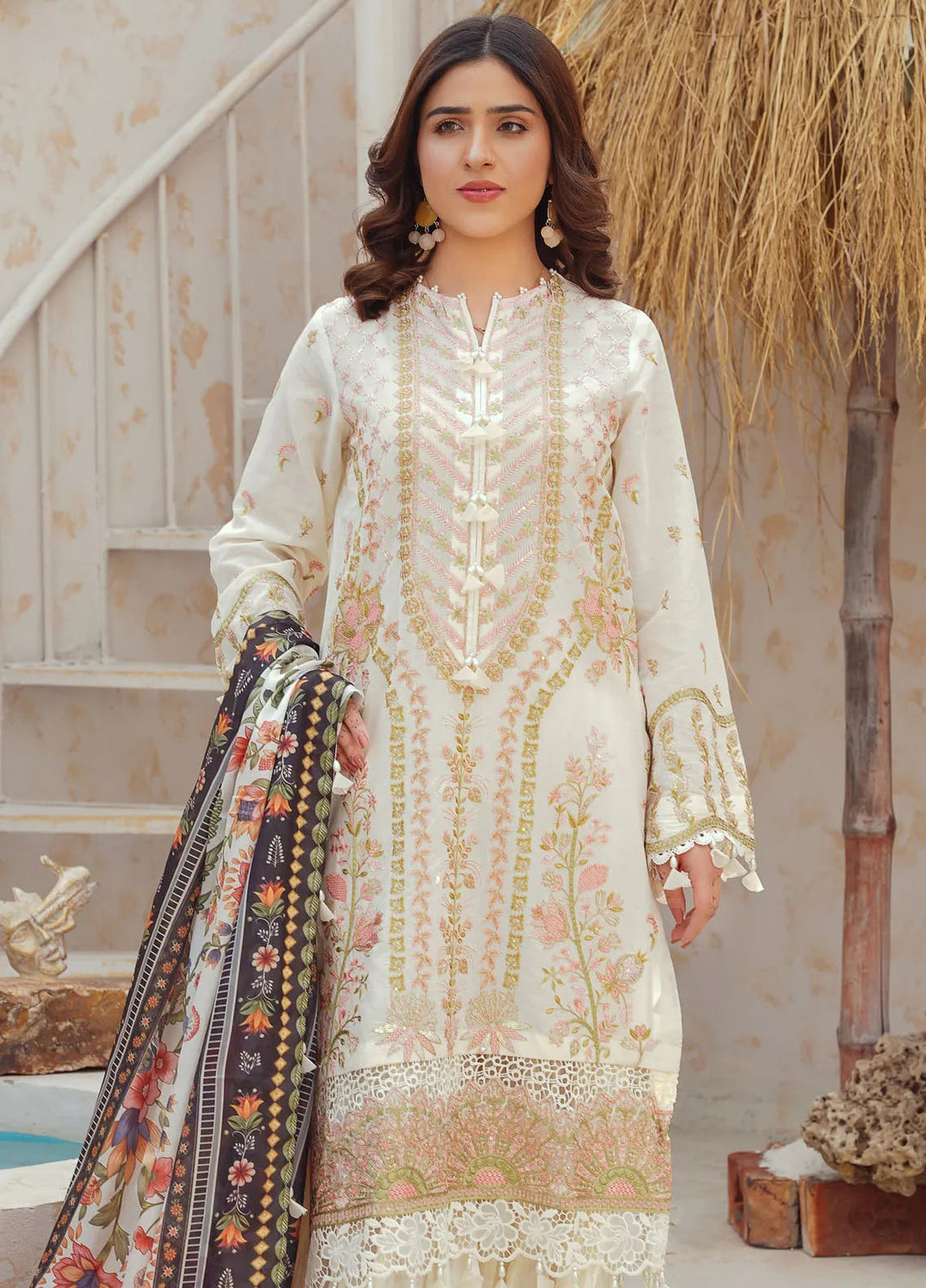 Dastoor By Ricamo Embroidered Lawn Suit Unstitched 3 Piece RIC24D Zeina - Summer Collection