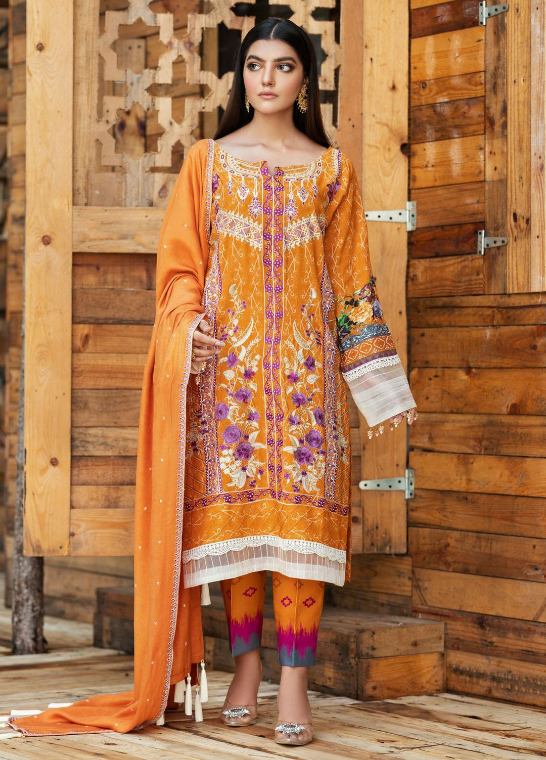 Dastoor by Soffio Embroidered Linen Suits Unstitched 3 Piece SFO21DU SUW1341AM - Winter Collection