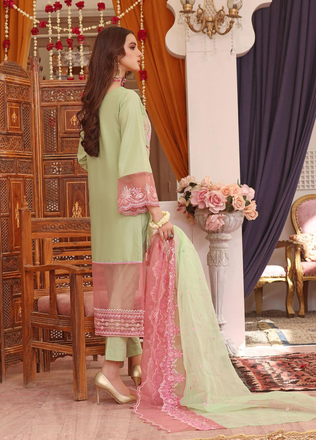Daud Abbas Embroidered Lawn Suits Unstitched 3 Piece DA22BBE LEC-1001 Nazm - Luxury Festive Collection