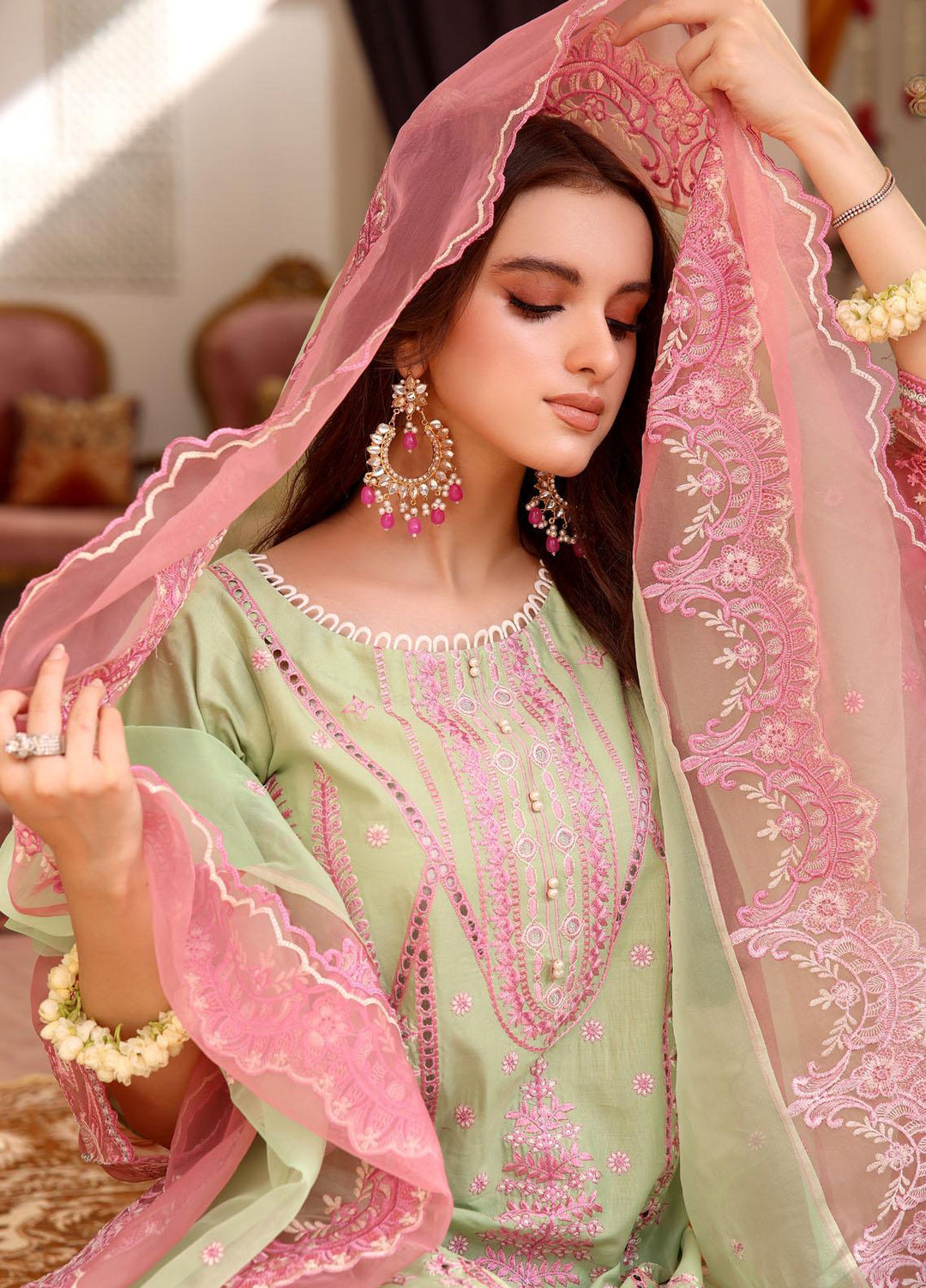Daud Abbas Embroidered Lawn Suits Unstitched 3 Piece DA22BBE LEC-1001 Nazm - Luxury Festive Collection