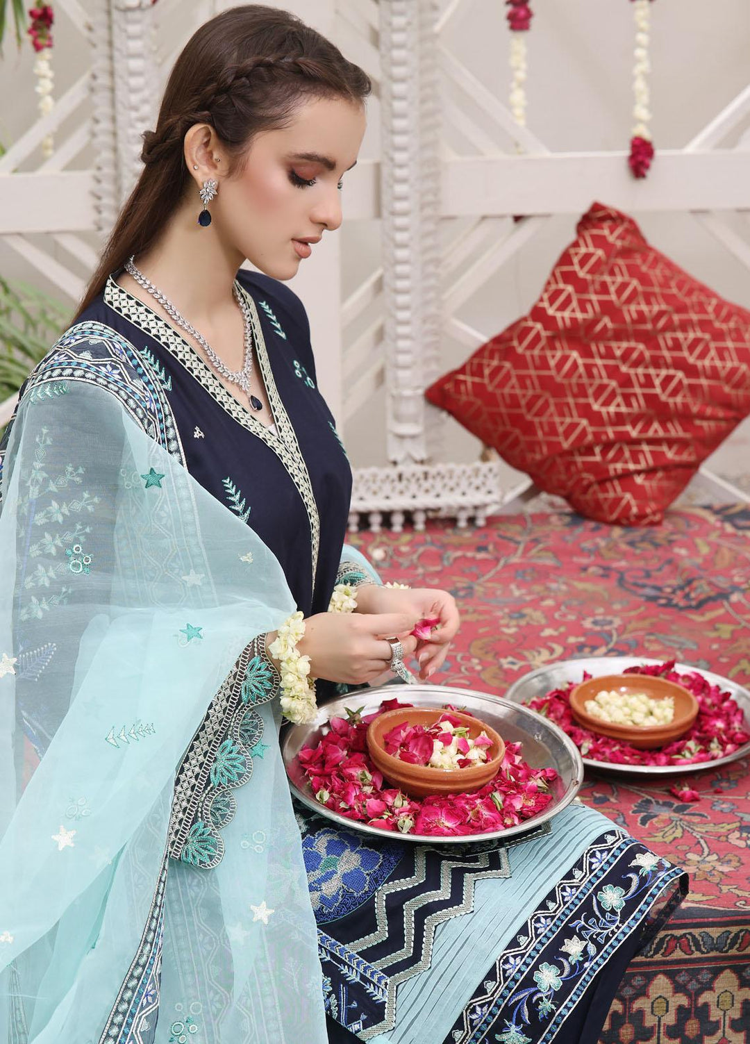 Daud Abbas Embroidered Lawn Suits Unstitched 3 Piece DA22BBE LEC-1005 Dina - Luxury Festive Collection