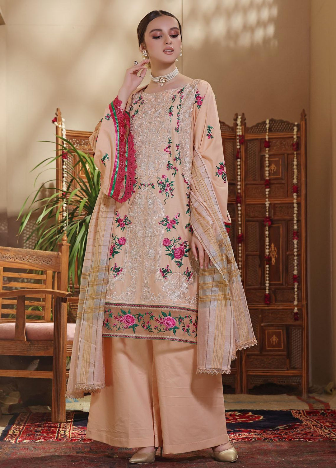 Daud Abbas Embroidered Lawn Suits Unstitched 3 Piece DA22BBE LEC-1008 Zeenat - Luxury Festive Collection