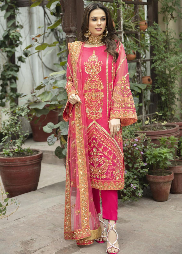 Daud Abbas Embroidered Organza Suits Unstitched 3 Piece DA22DS DA-F-001/Marjjan  - Luxury Collection