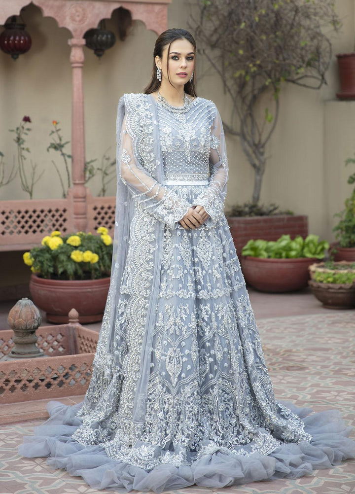 Daud Abbas Embroidered Net Suits Unstitched 3 Piece DA22DS DA-F-014/Sang e marmar - Luxury Collection