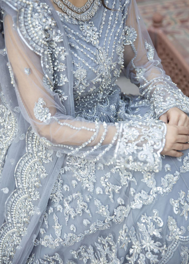 Daud Abbas Embroidered Net Suits Unstitched 3 Piece DA22DS DA-F-014/Sang e marmar - Luxury Collection
