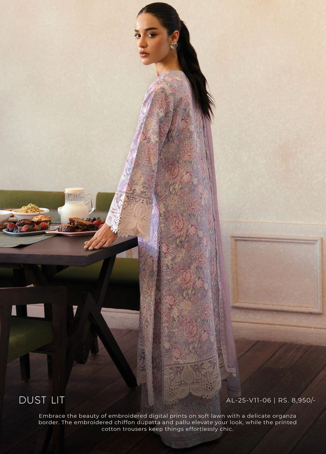 Daybreak by Afrozeh Embroidered Lawn Suits Unstitched 3 Piece AF25DB D-06 Dust Lit - Summer Collection