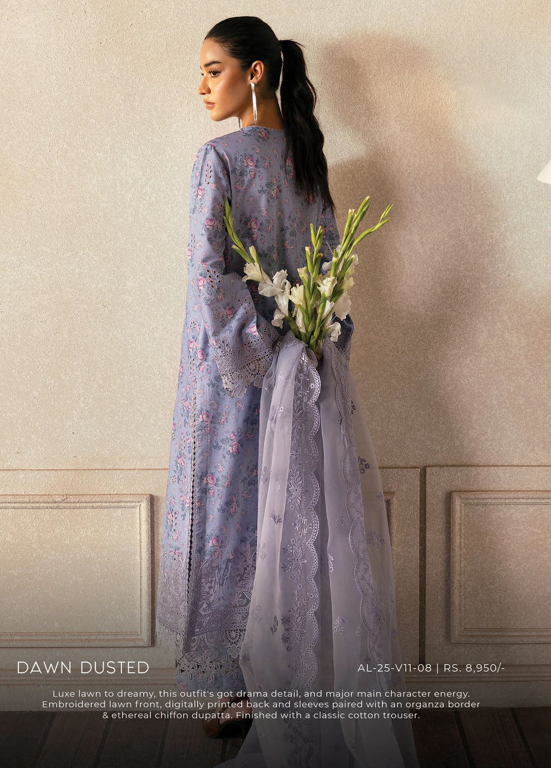 Daybreak by Afrozeh Embroidered Lawn Suits Unstitched 3 Piece AF25DB D-08 Dawn Dusted - Summer Collection