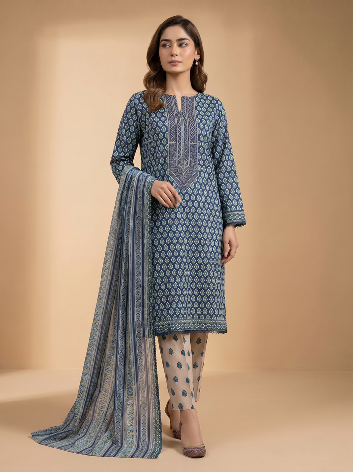 Daily Wear by HZ Textiles Unstitched Embroidered Lawn 3 Piece Suit PDW - 3318 Casual Collection