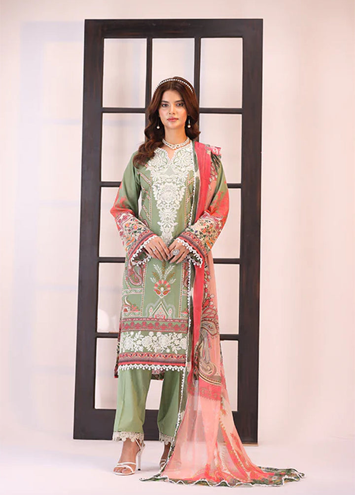 La Elise Women Unstitched Embroidered Lawn 3 Piece Suit 0001208 Vera - Casual Collection