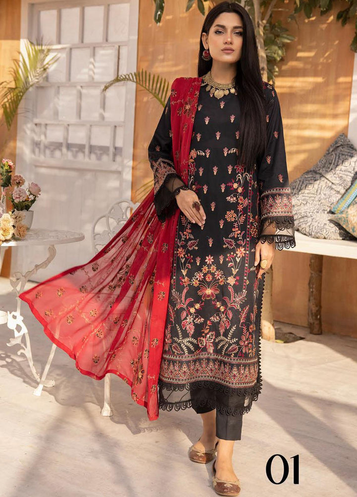 De Lace By Aalaya Embroidered Lawn Suits Unstitched 3 Piece ALY23DL D-01 - Summer Collection