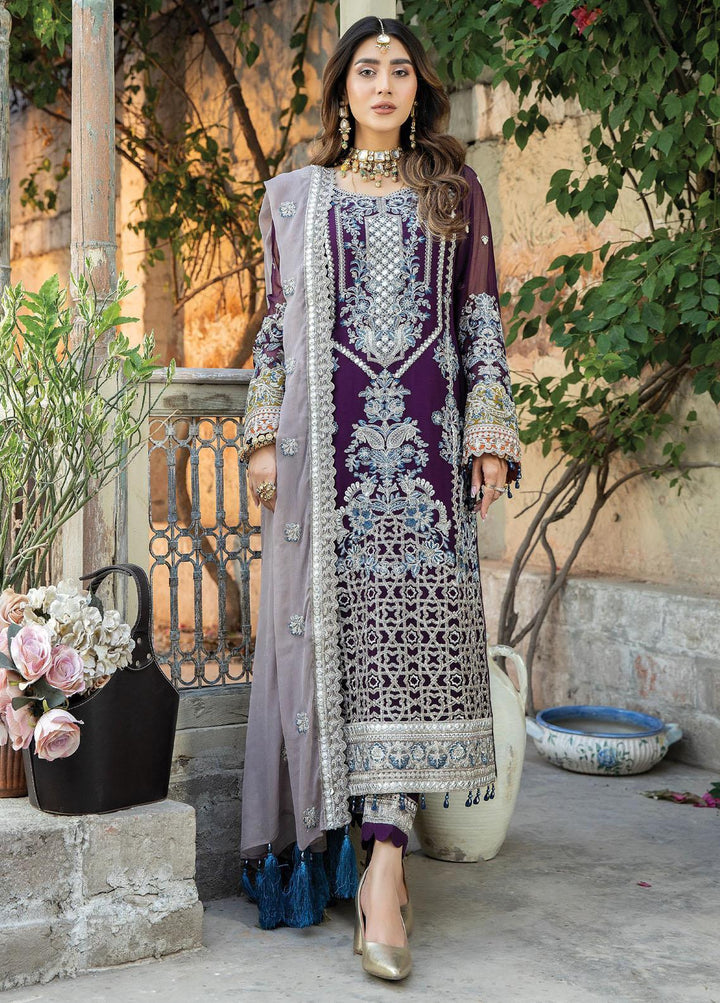 De Lambent Majestic By Imrozia Premium Embroidered Chiffon Suits Unstitched 3 Piece IMP23DLM M-34 Alya - Luxury Collection