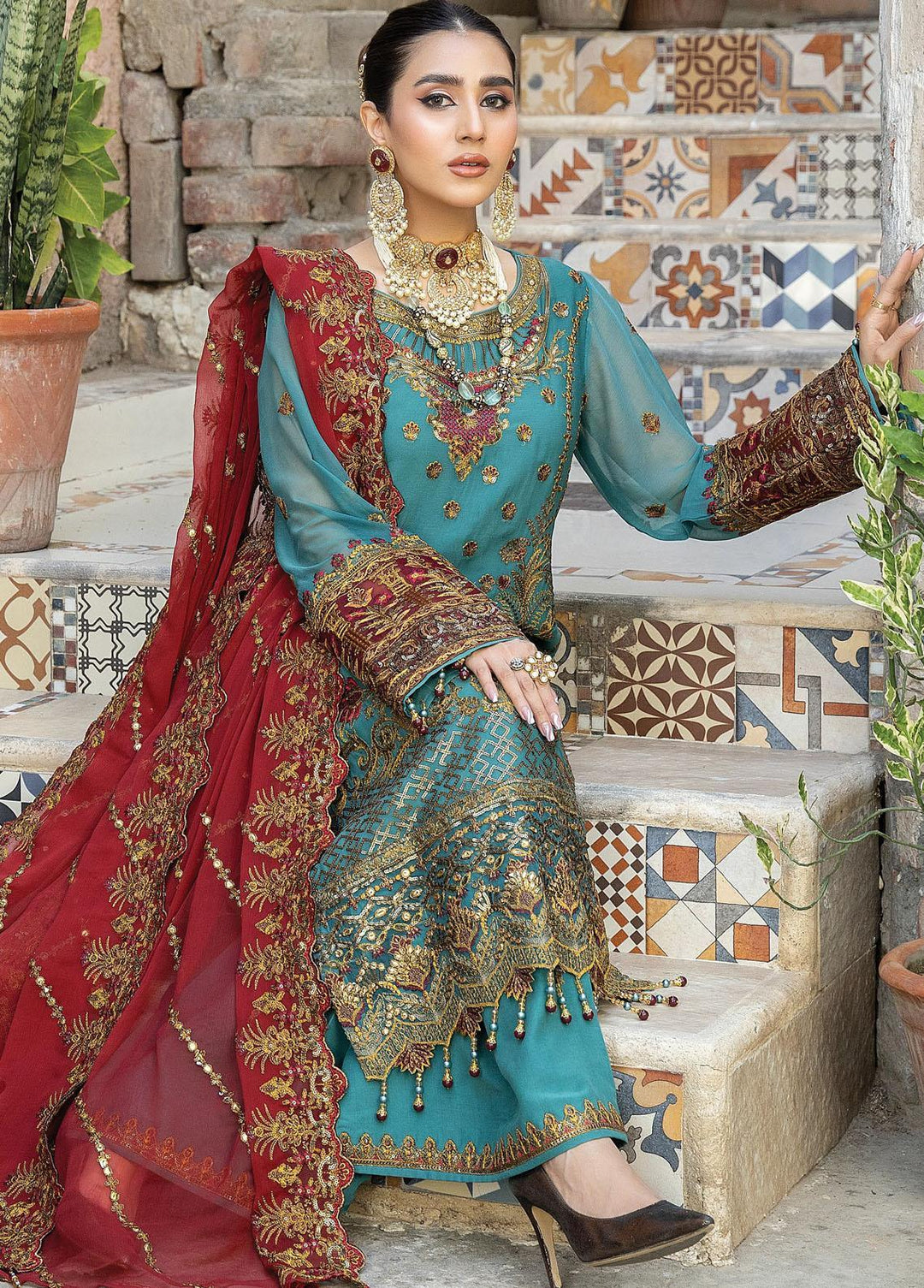 De Lambent Majestic By Imrozia Premium Embroidered Chiffon Suits Unstitched 3 Piece IMP23DLM M-36 Ava - Luxury Collection