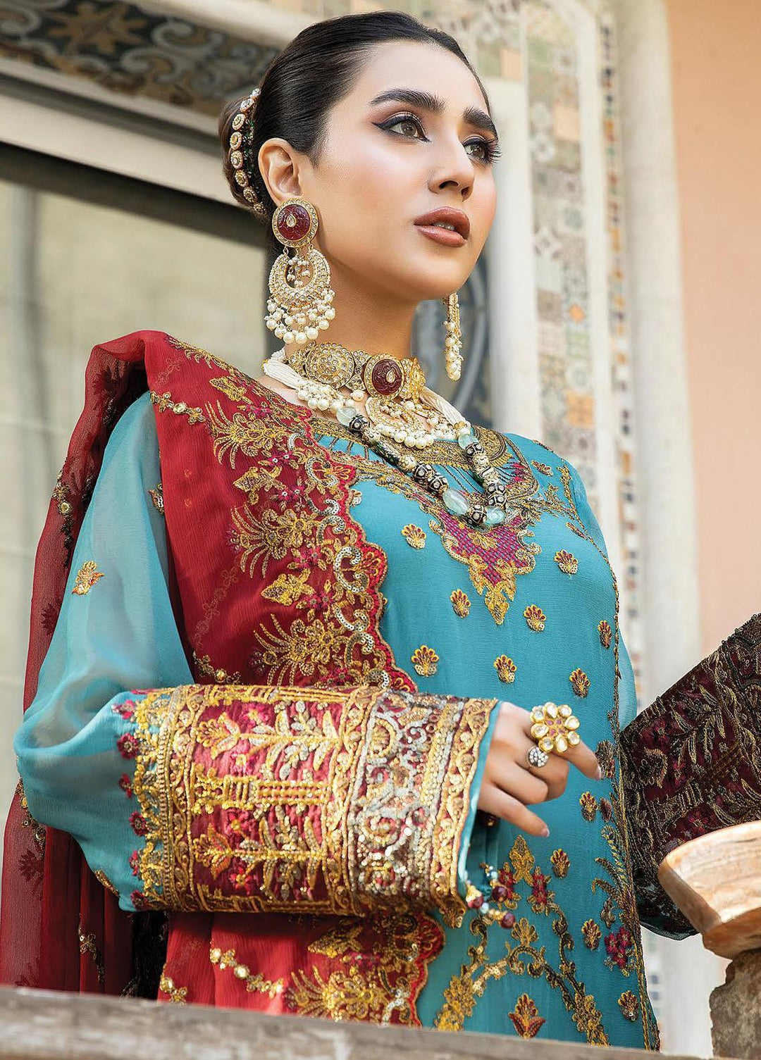 De Lambent Majestic By Imrozia Premium Embroidered Chiffon Suits Unstitched 3 Piece IMP23DLM M-36 Ava - Luxury Collection