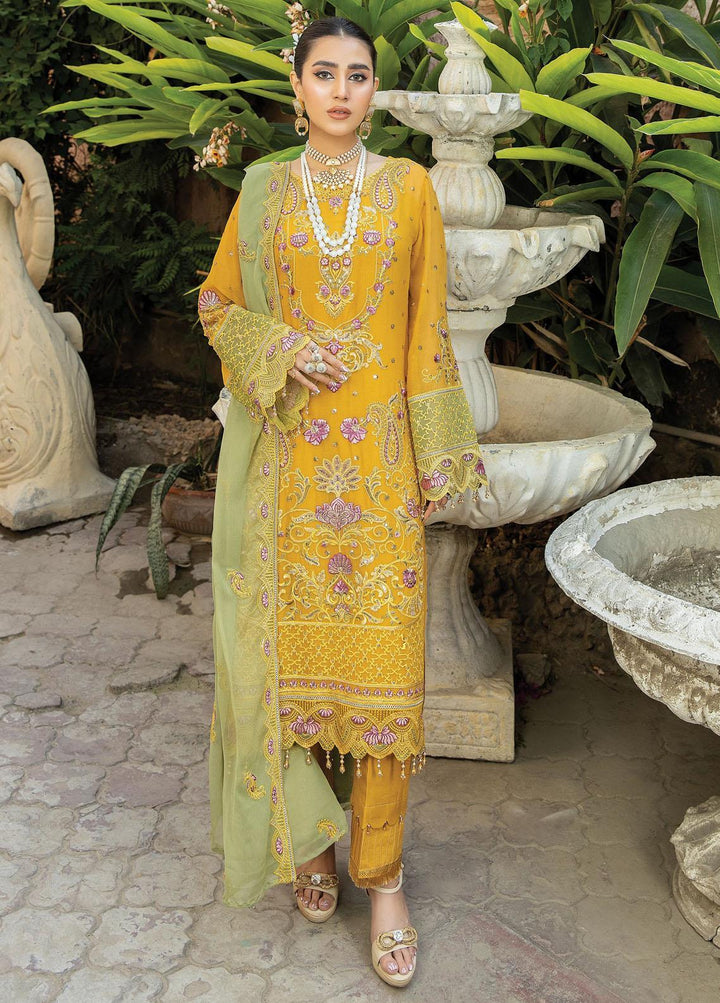 De Lambent Majestic By Imrozia Premium Embroidered Chiffon Suits Unstitched 3 Piece IMP23DLM M-39 Lia - Luxury Collection