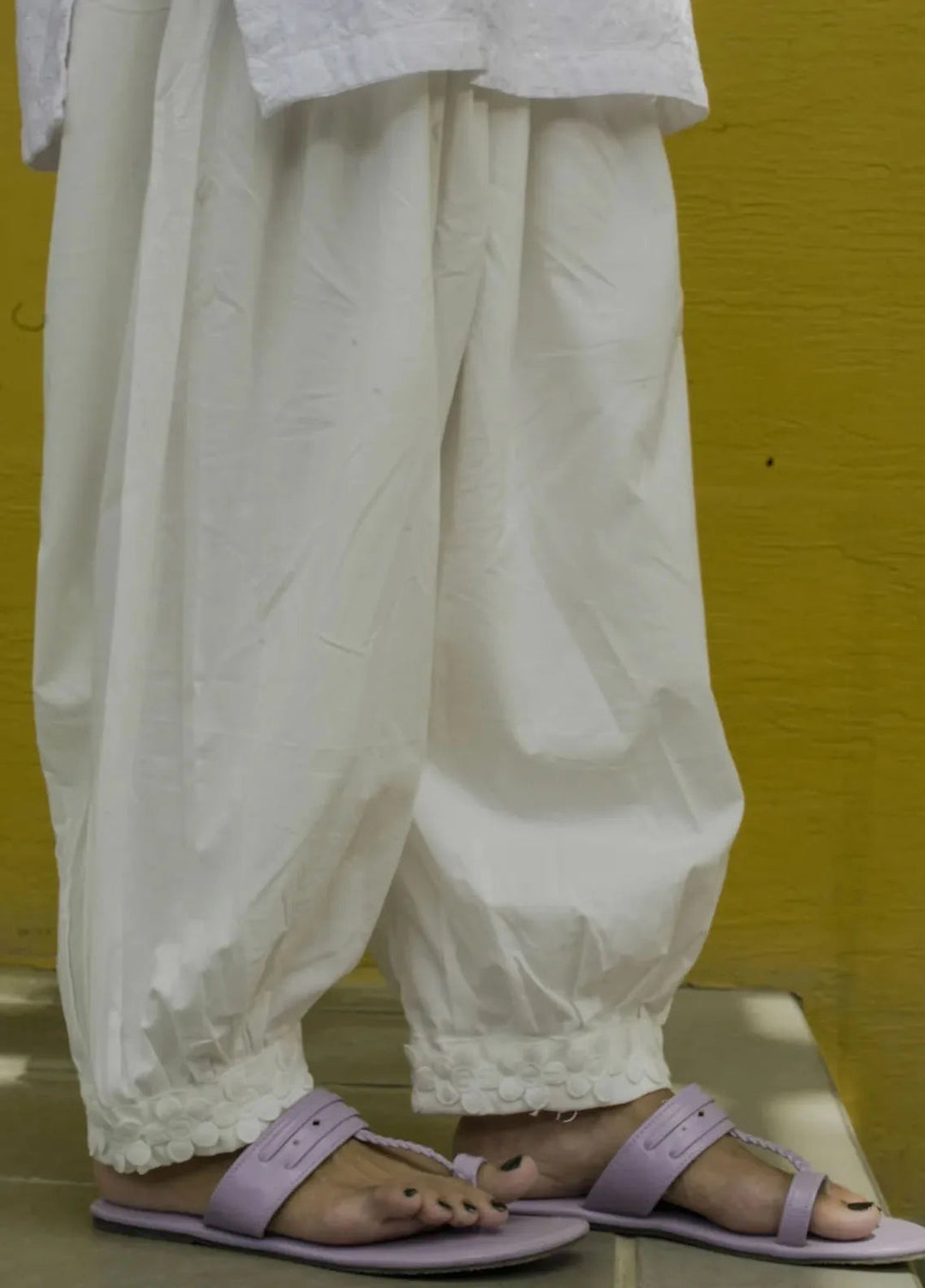 Deck Up Plain Cotton Marjina Shalwar White