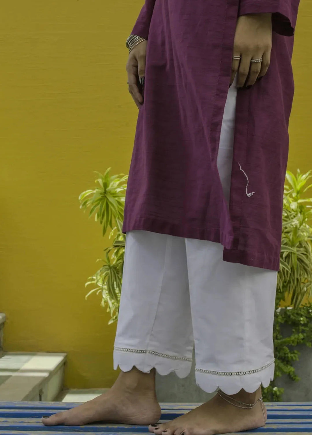 Deck Up Plain Cotton Scallops Trouser