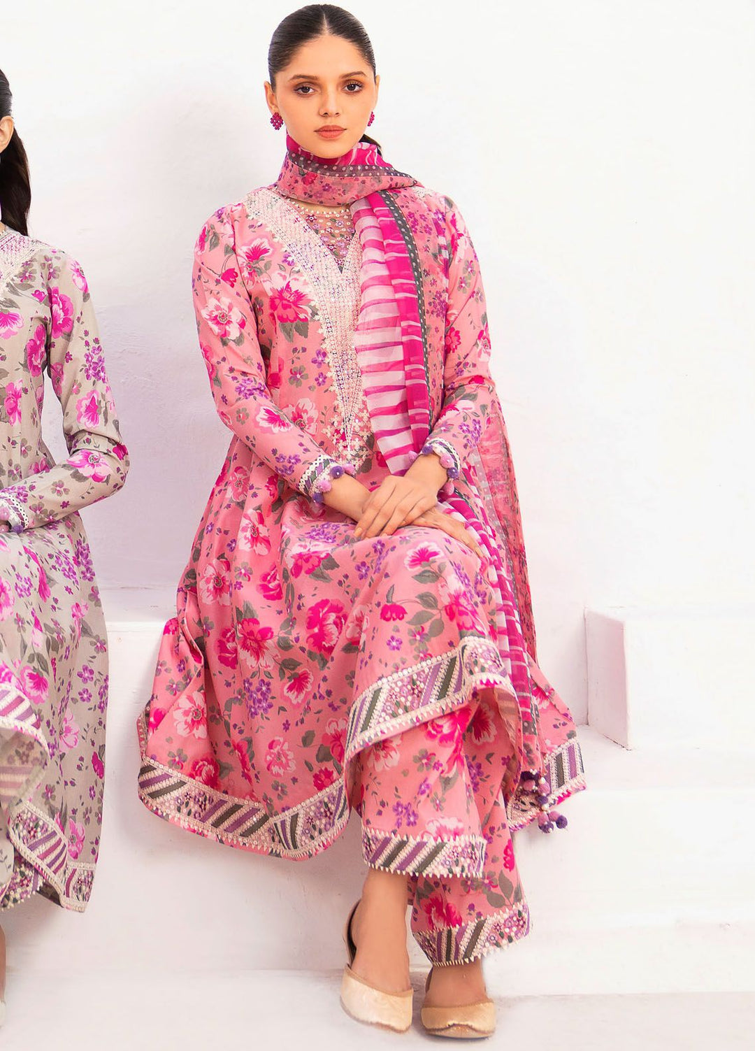 Delia By Jazmin Embroidered Lawn Suits Unstitched 3 Piece JZ24DL D-07 - Summer Collection