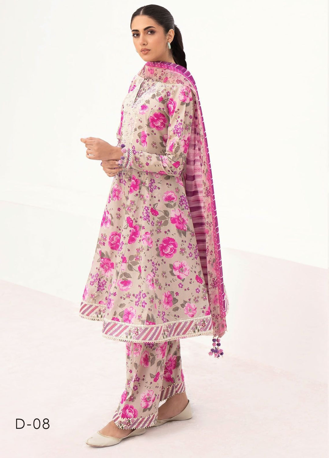 Delia By Jazmin Embroidered Lawn Suits Unstitched 3 Piece JZ24DL D-08 - Summer Collection