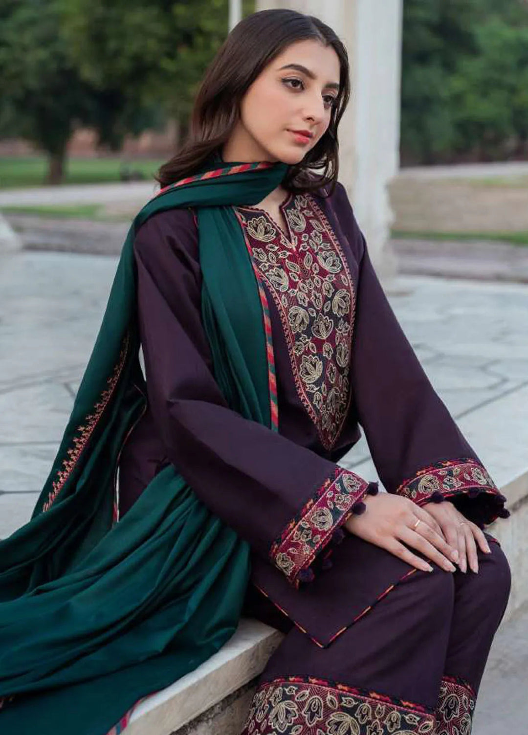 Delia By Jazmin Embroidered Suit Unstitched 3 Piece JZ24DW D-01 - Winter Collection