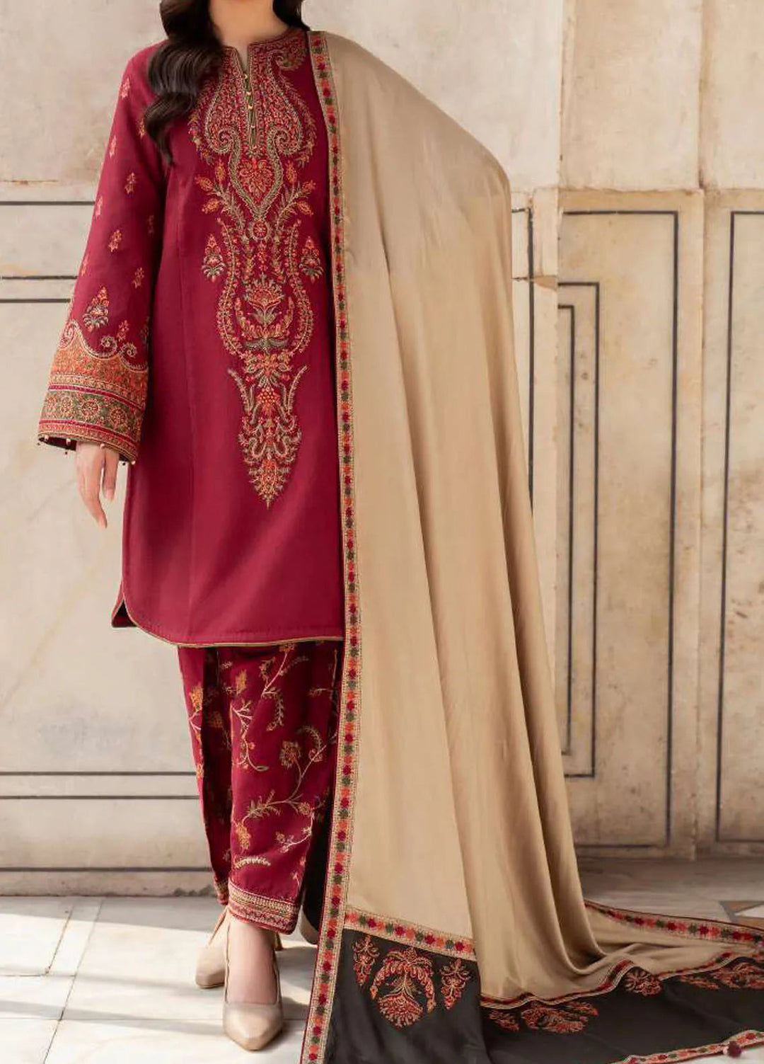 Delia By Jazmin Embroidered Suit Unstitched 3 Piece JZ24DW D-02 - Winter Collection