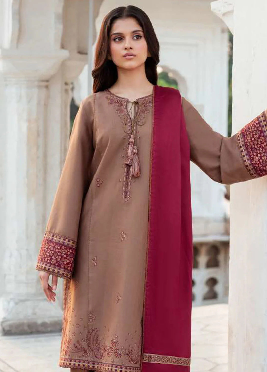 Delia By Jazmin Embroidered Suit Unstitched 3 Piece JZ24DW D-04 - Winter Collection