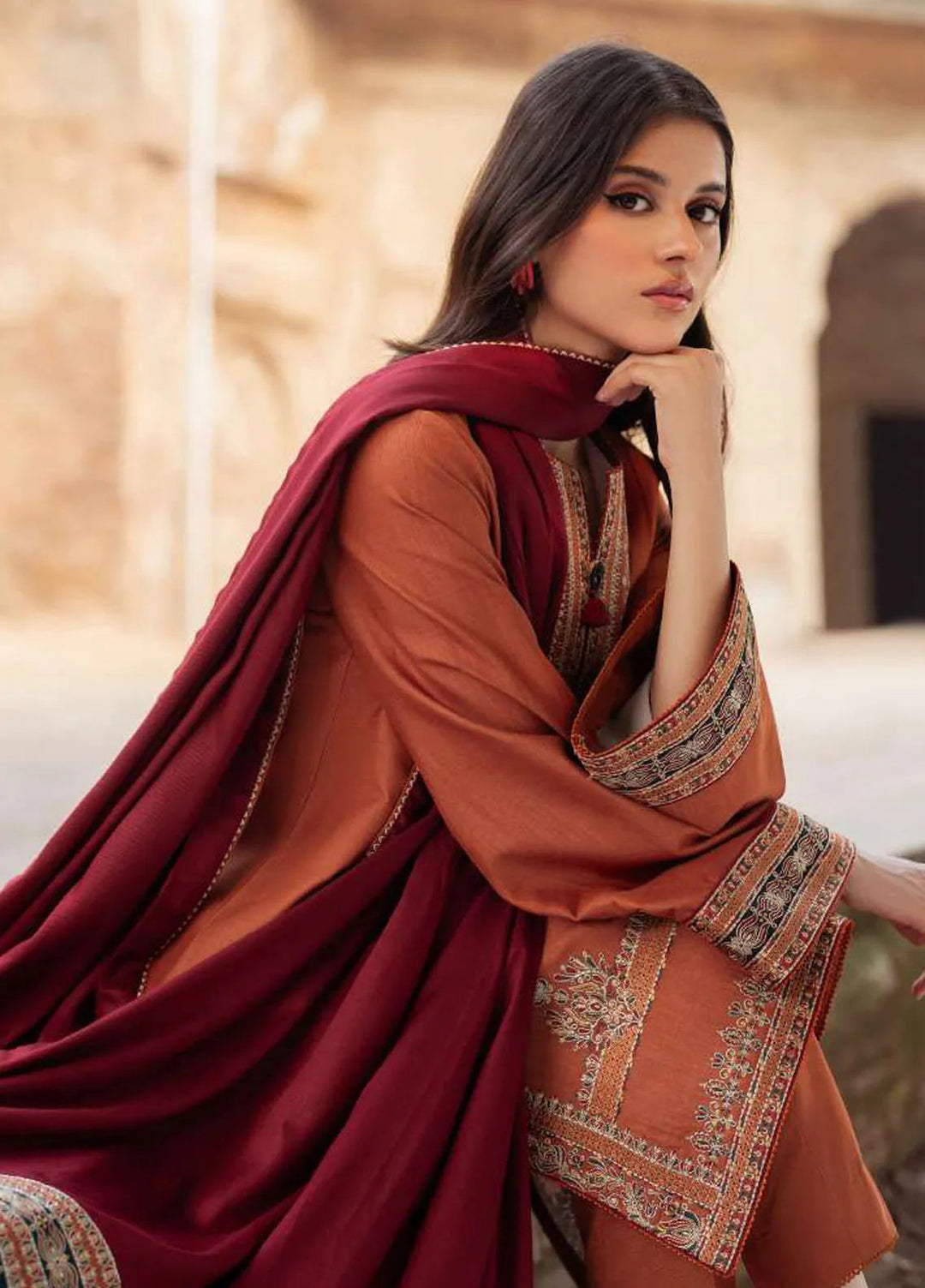 Delia By Jazmin Embroidered Suit Unstitched 3 Piece JZ24DW D-09 - Winter Collection