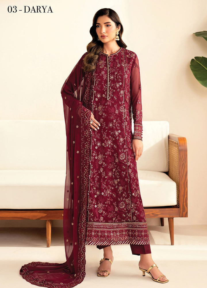 Deme by Xenia Embroidered Chiffon Suits Unstitched 3 Piece XE25DC D-03 Darya - Formals Collection