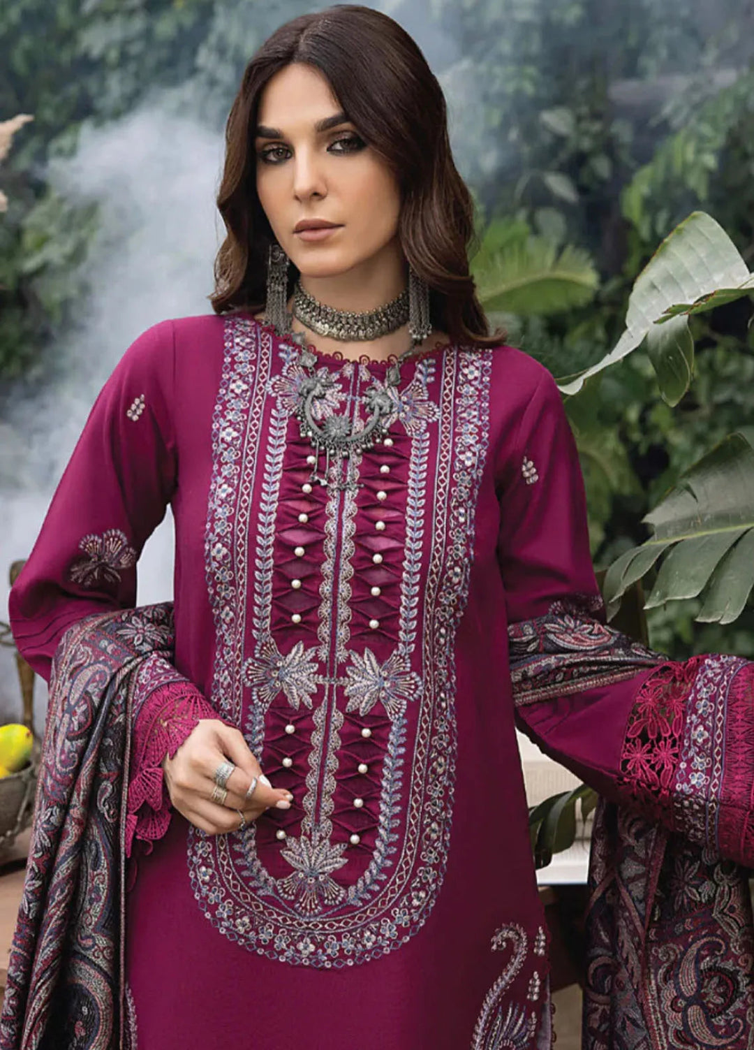 Denara By Humdum Embroidered Wool Suit Unstitched 3 Piece HD24D D-07 - Winter Collection