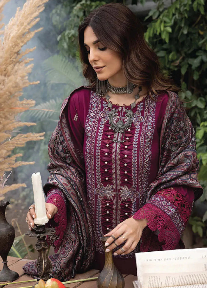Denara By Humdum Embroidered Wool Suit Unstitched 3 Piece HD24D D-07 - Winter Collection