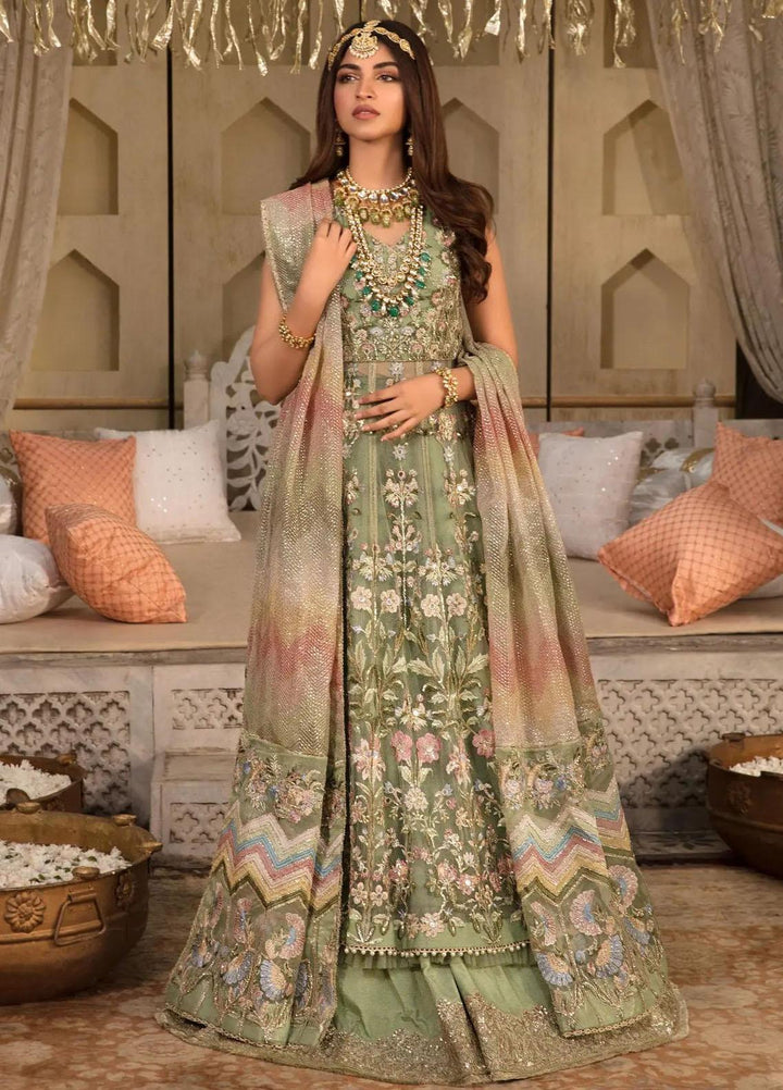 Desi Wedding Ho Rae Hai by Crimson Embroidered Net Suits Unstitched 3 Piece CR22WD 1B Mint - Wedding Collection