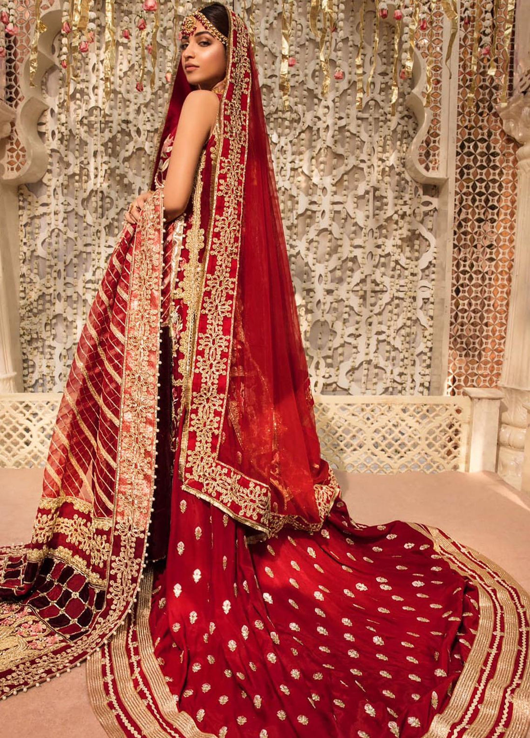 Desi Wedding Ho Rae Hai by Crimson Embroidered Organza Suits Unstitched 3 Piece CR22WD 2A Scarlet - Wedding Collection