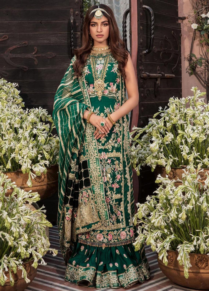 Desi Wedding Ho Rae Hai by Crimson Embroidered Organza Suits Unstitched 3 Piece CR22WD 2B Emerald - Wedding Collection