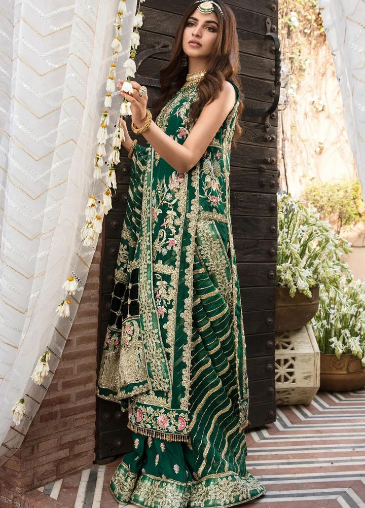 Desi Wedding Ho Rae Hai by Crimson Embroidered Organza Suits Unstitched 3 Piece CR22WD 2B Emerald - Wedding Collection