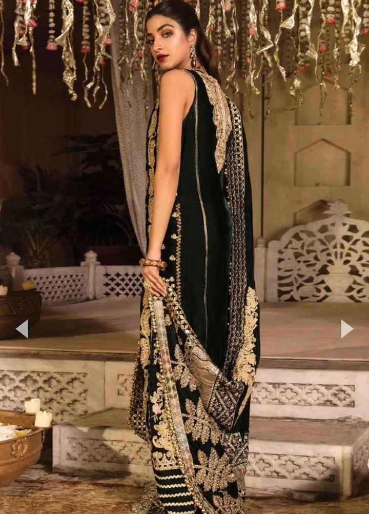 Desi Wedding Ho Rae Hai by Crimson Embroidered Velvet Suits Unstitched 3 Piece CR22WD 3B Jade - Wedding Collection