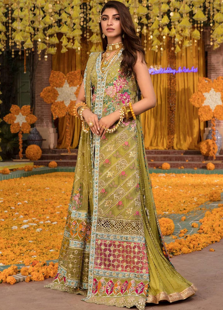 Desi Wedding Ho Rae Hai by Crimson Embroidered Organza Suits Unstitched 3 Piece CR22WD 4B Lime - Wedding Collection