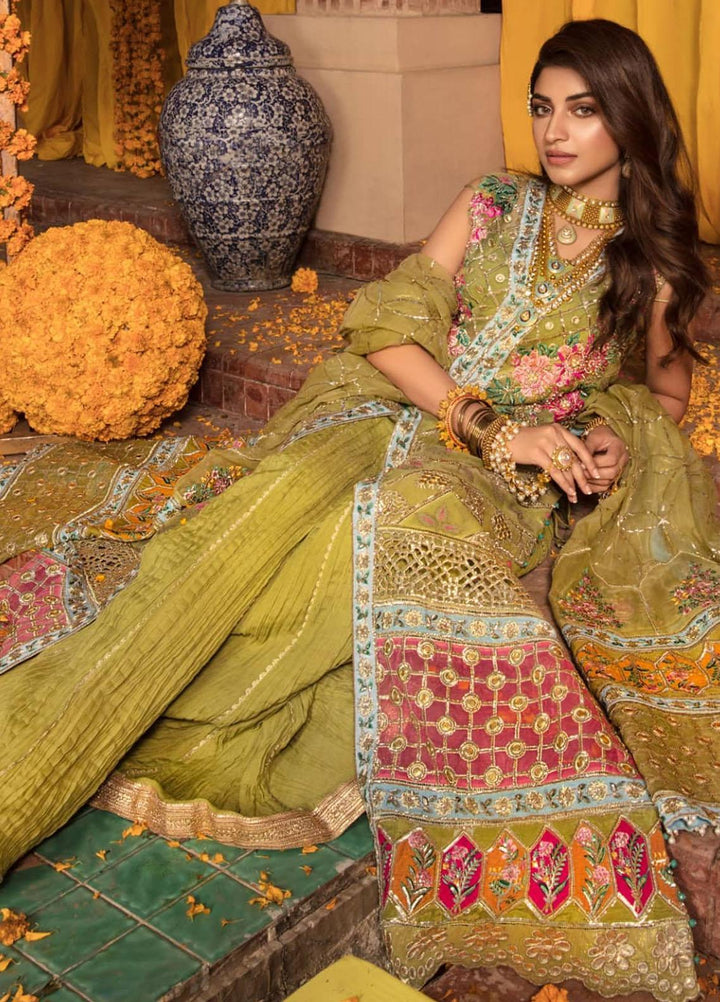 Desi Wedding Ho Rae Hai by Crimson Embroidered Organza Suits Unstitched 3 Piece CR22WD 4B Lime - Wedding Collection