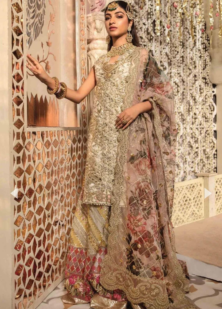 Desi Wedding Ho Rae Hai by Crimson Embroidered Organza Suits Unstitched 3 Piece CR22WD 5A Ivory - Wedding Collection