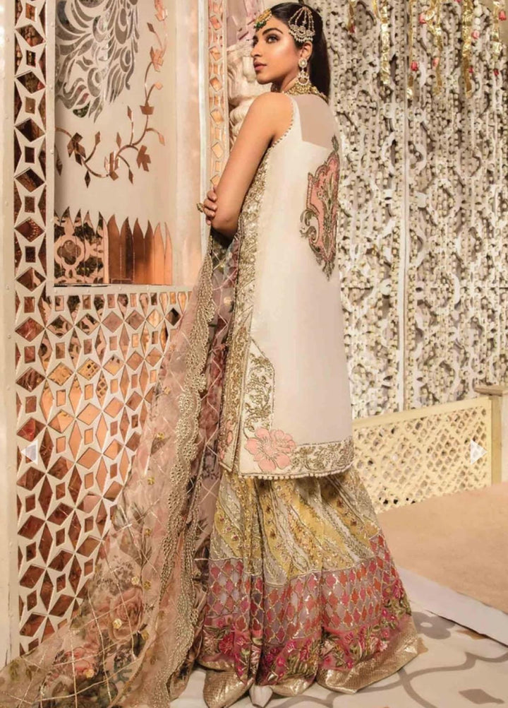 Desi Wedding Ho Rae Hai by Crimson Embroidered Organza Suits Unstitched 3 Piece CR22WD 5A Ivory - Wedding Collection