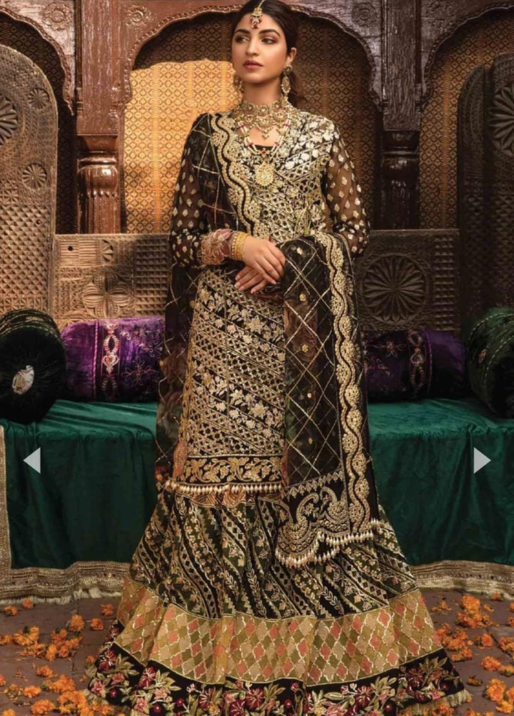 Desi Wedding Ho Rae Hai by Crimson Embroidered Organza Suits Unstitched 3 Piece CR22WD 5B Onyx - Wedding Collection