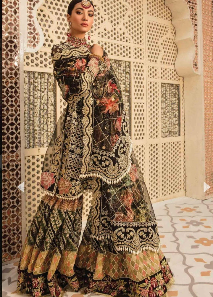 Desi Wedding Ho Rae Hai by Crimson Embroidered Organza Suits Unstitched 3 Piece CR22WD 5B Onyx - Wedding Collection